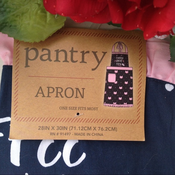 Pantry Apron Coffee Right Meow NWT Blue Pink NWT - Picture 4 of 16